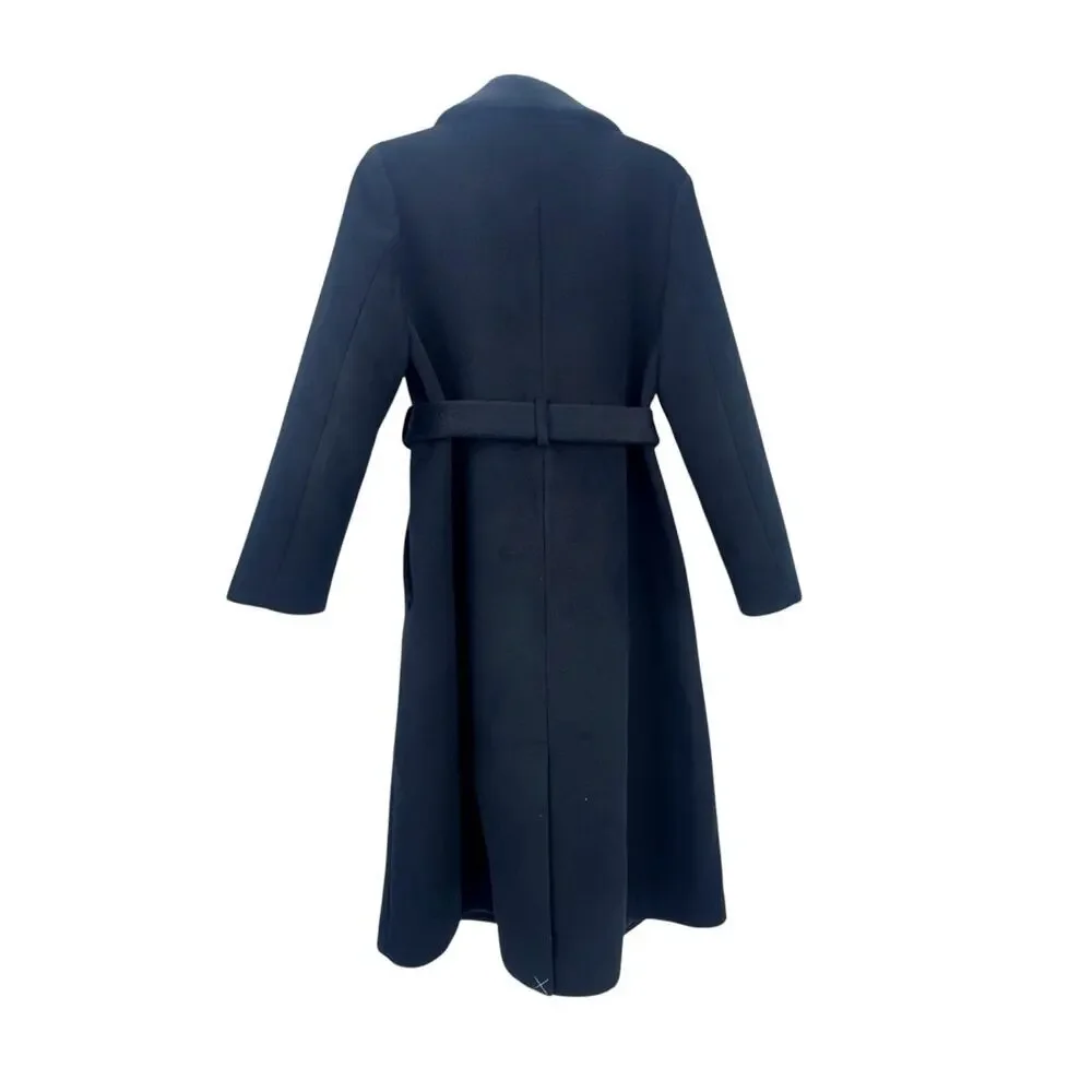J. Crew Women's Long Sleeve Belted Wrap Coat Point Collar Black Size 6P NWT